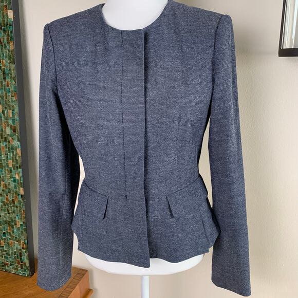 Calvin Klein Size 6 Women's Peplum Blazer Jacket Blue Button Front Work Career - Picture 1 of 13